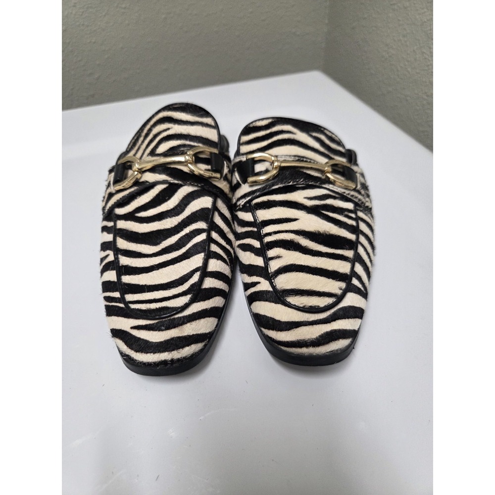 ZARA ZEBRA ANIMAL PRINT LEATHER MULE LOAFERS SIZE EU 40, US - Size 9